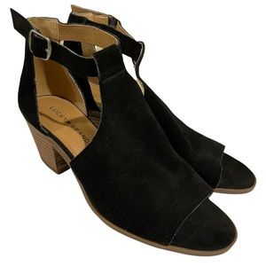 Lucky Brand Leather Peep Toe Pump Sandal Heel